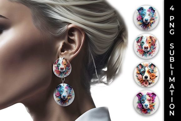 3D Floral Fantasy Jack Russell Earrings