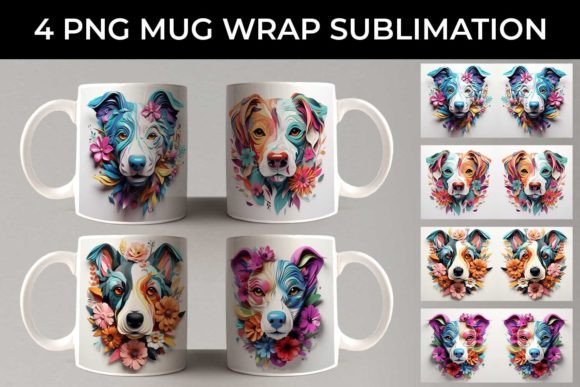 3D Floral Fantasy Jack Russell Mug PNG: Elevating Your Drinkware Beyond the Ordinary