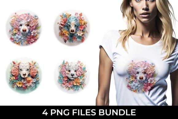 3D Floral Fantasy Poodle Sublimation Png