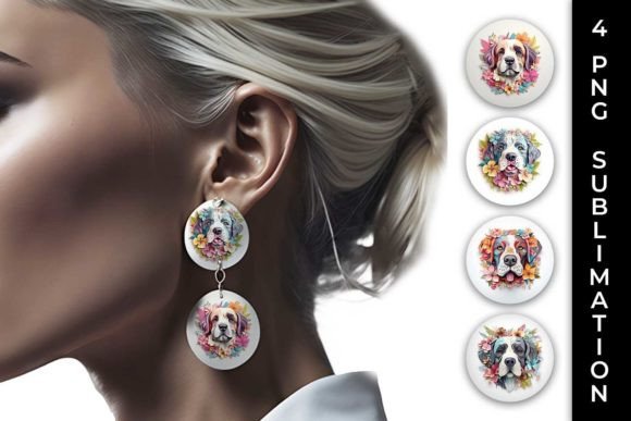 3D Floral Fantasy Saint Bernard Earrings