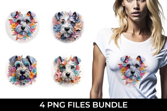 3D Floral Fantasy Schnauzer Sublimation