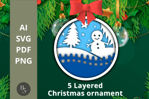 3D Layered Christmas Ornament SVG