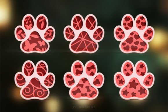 3D Paw Print SVG Layered Pet Bundle