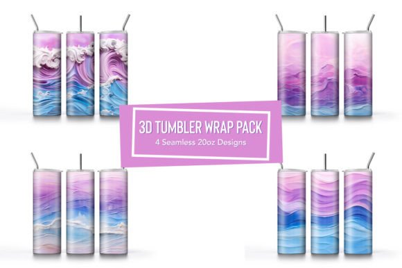 3D Seamless Beach Tumbler Wrap Pack