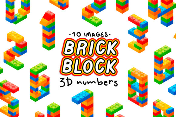 Brick Block 3D Numbers Clipart