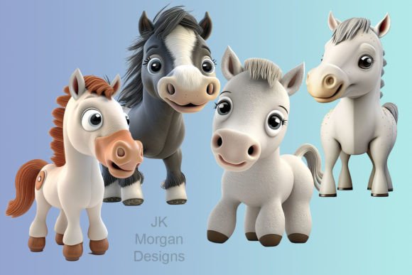 Cute 3d Horses Ponies Clipart