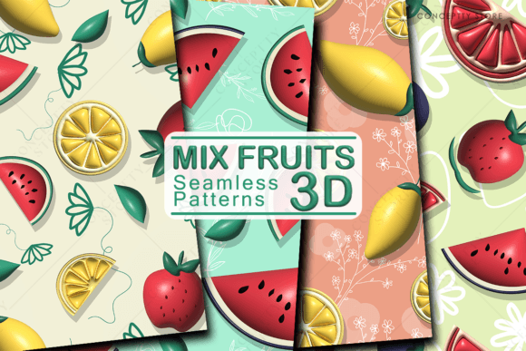 Elevate Your Creative Projects with Vibrant 3D Mix Fruits Seamless Patterns