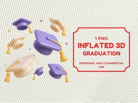 Elevate Your Designs with the 3D Inflated Graduation Cap Tassel PNG