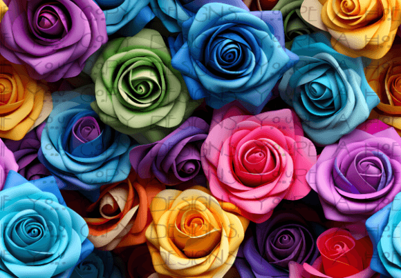Seamless 3D Rainbow Roses Pattern for Creative Projects