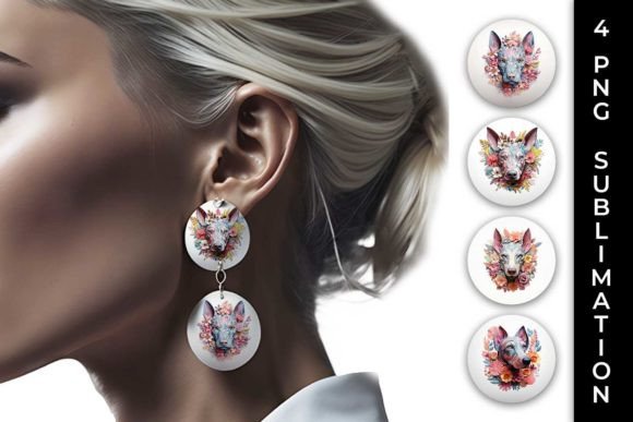 Unleash the Cuteness Overload with 3D Floral Fantasy Doberman Earrings PNG
